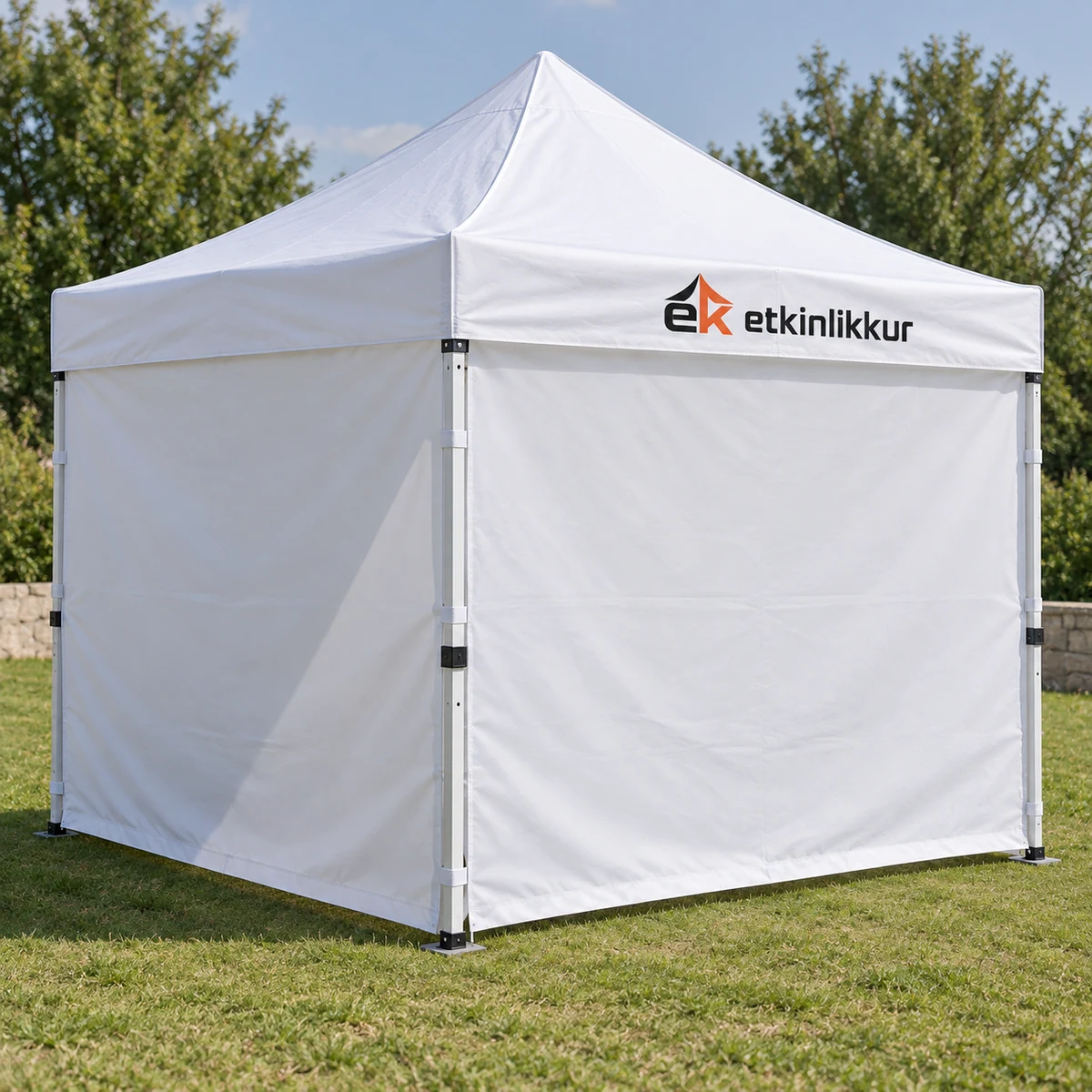 2×2 Gazebo 30’luk Çelik Gövdeli 2 Adet Tam Duvarlı Model