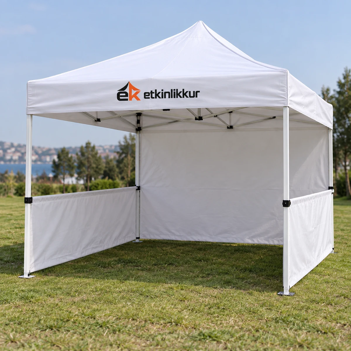 2×3 Gazebo 30’luk Çelik Gövdeli 1 Adet Tam Duvar 2 Adet Yarım Duvarlı Model