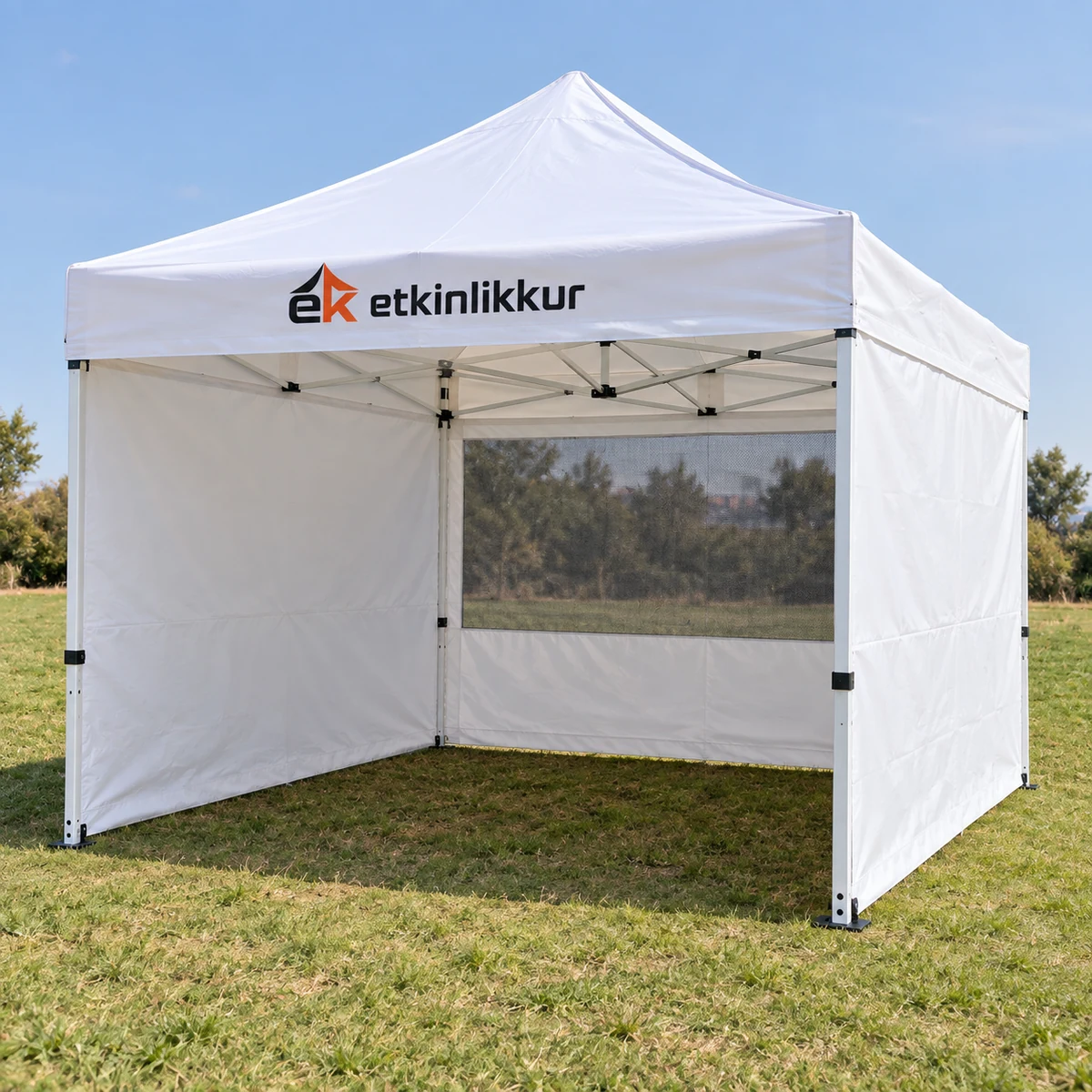 2×3 Gazebo 30’luk Çelik Gövdeli 2 Adet Tam Duvar 1 Adet Sineklikli Duvarlı Model