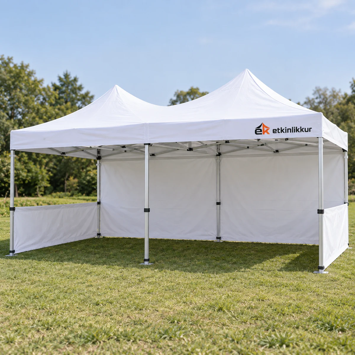 3×45 Gazebo 40’lık Alüminyum Gövde 1 Adet Tam 2 Adet Yarım Duvarlı Model
