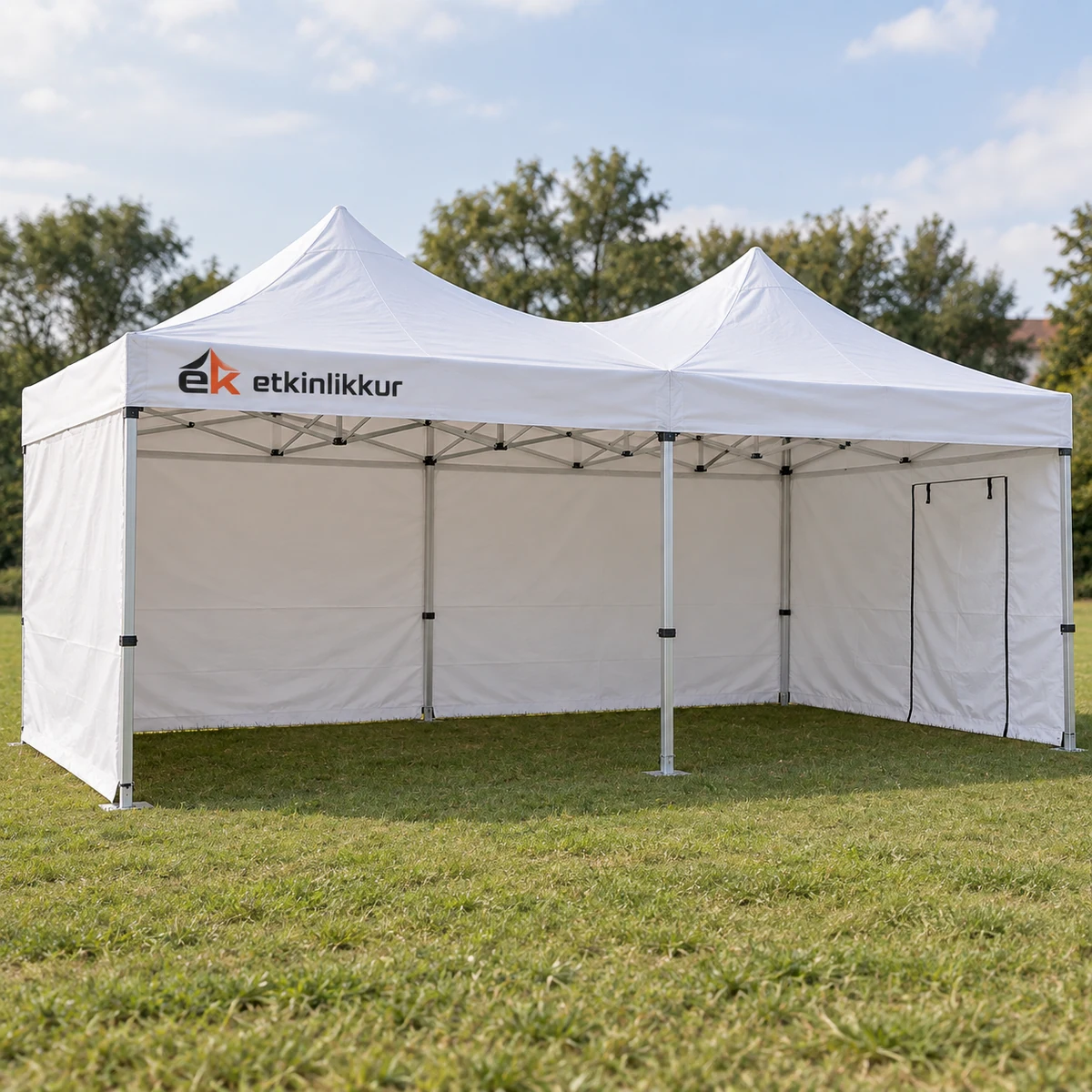3×45 Gazebo 40’lık Alüminyum Gövde 3 Adet Tam 1 Adet 3lü Versiyon Kapılı Duvarlı Model