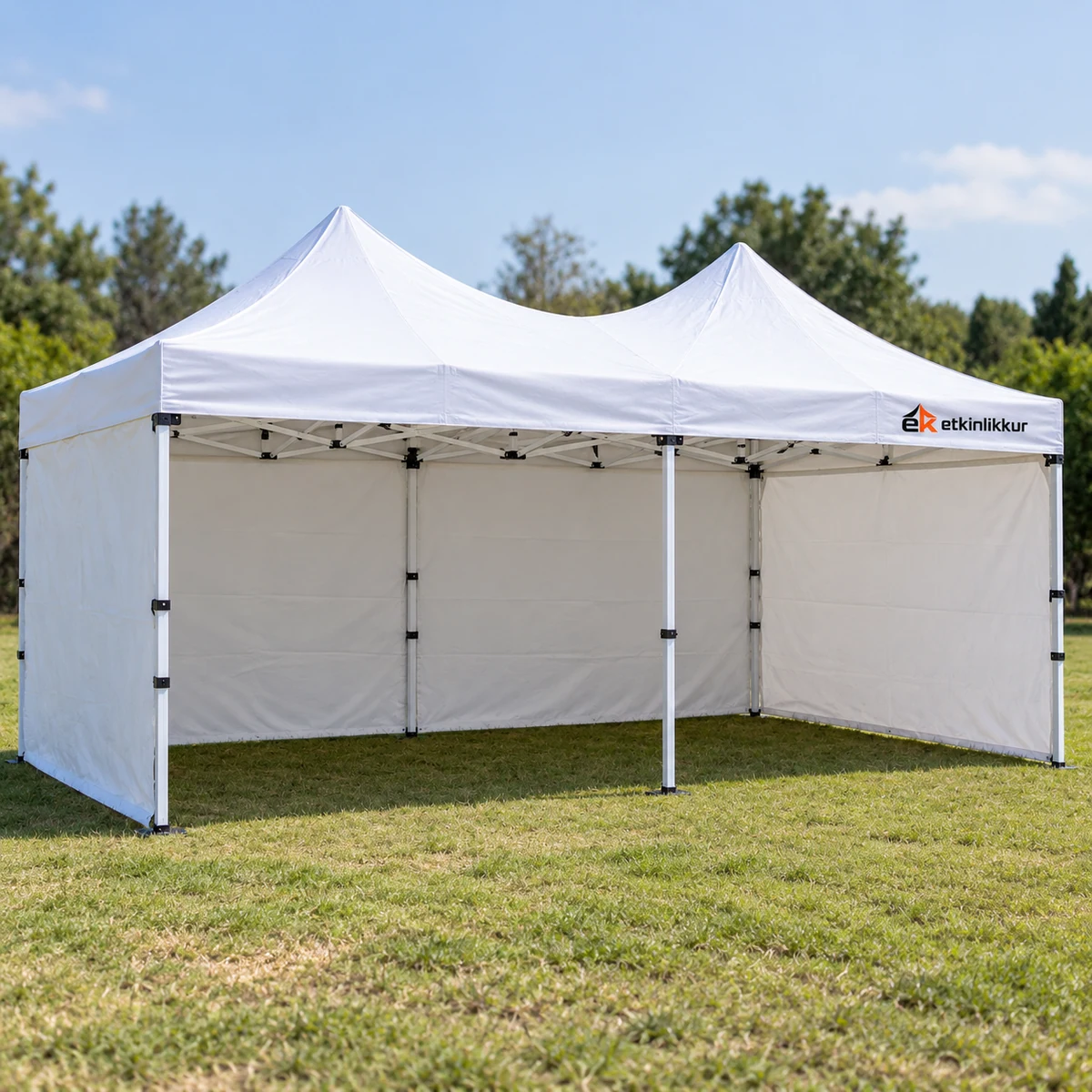 3×6 Gazebo 40’lık Çelik Gövde 3 Adet Tam Duvarlı Model